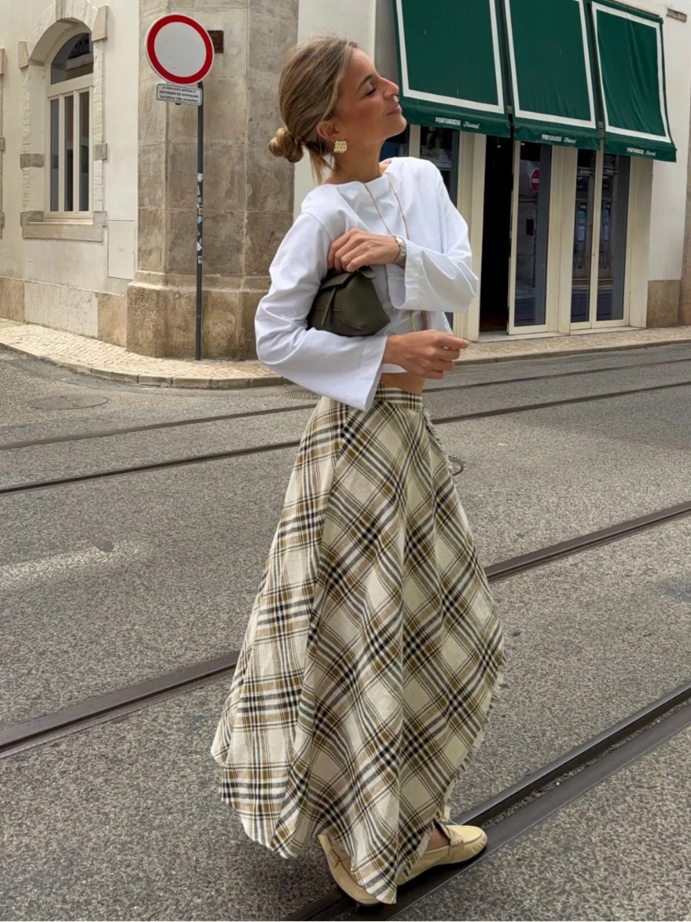 NWT Zara Asymmetric Plaid Midi Skirt